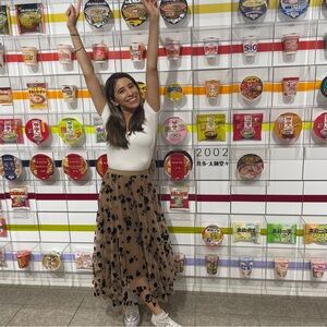 Beige Floral Midi Skirt